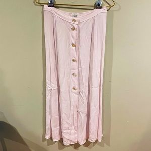 wilfred • long blush pink front button up skirt